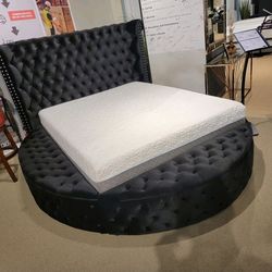 Black bed round bed new storage bed