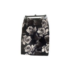 Lanvin Black Floral Pencil Skirt