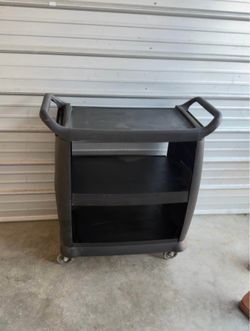 Carlisle Heavy Duty 3 Shelf Utility Cart Rolling Service Cart Black