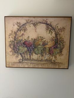 Painted Rustic basket of fruit