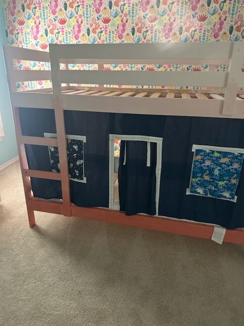 Twin-Size Low Bunk Bed + Curtain