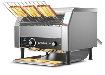 BOOROS Commercial Conveyor Toaster 450 Slices/Hour 2640W Heavy Duty Stainless Steel Commercial Toaster Seven Speed Rotating Toasters Machine for Bagel