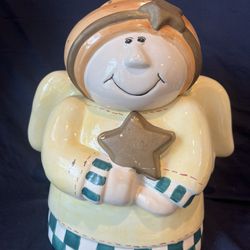 Vintage Christmas Angel with Star Cookie Jar 