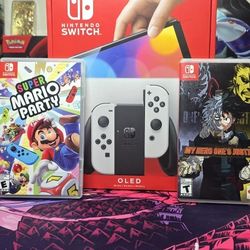 Switch OLED with Mario Party And My Hero's One Justice