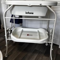 Infans Baby Bath Tub Station w/ Stand & Storage (2-in-1 Frame, No Changing Top)