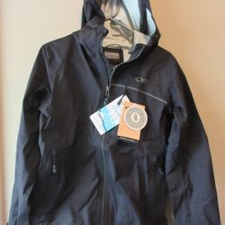 Outdoor Research Interstellar Black Rain Jacket Women Small