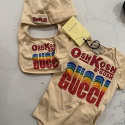 Gucci Onesie Bib & hat 