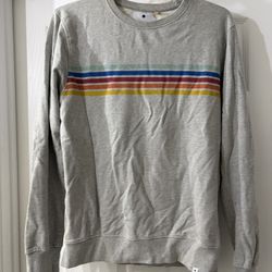 Revolution Men’s Grey Crewneck Sweatshirt with Multicolor Chest Stripes