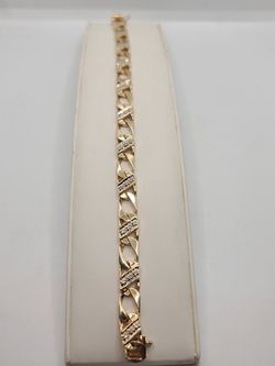 14k diamond cuban link bracelet