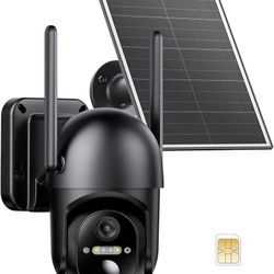 Cellular Security Camera Outdoor with 4G LTE SIM Card, No WiFi Needed, Support Unlimited Data Plan, 360° Live Video, PIR Motion Alerts, 2K Color Night