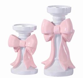 Coquette candle holder set Pink/White