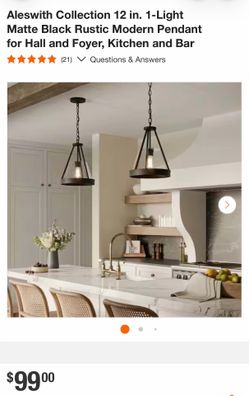 Aleswith 12 in. Matte Black Pendant Light