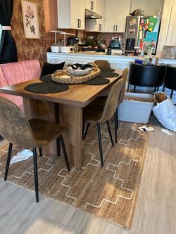 Wood Dining Table with 4 Chairs