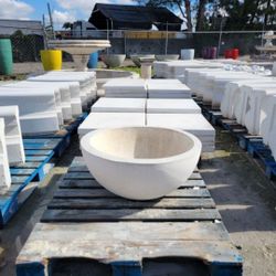 Concrete Large Low Bowl Planter Pot / Cement Backyard Patio Pot Garden Planters