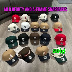 MLB New Era Anaheim Angels, New York Yankees, Atlanta Braves,  Dodgers, White Sox, Houston Astros, 9forty Reg And A frame Snapbacks Hats Caps 