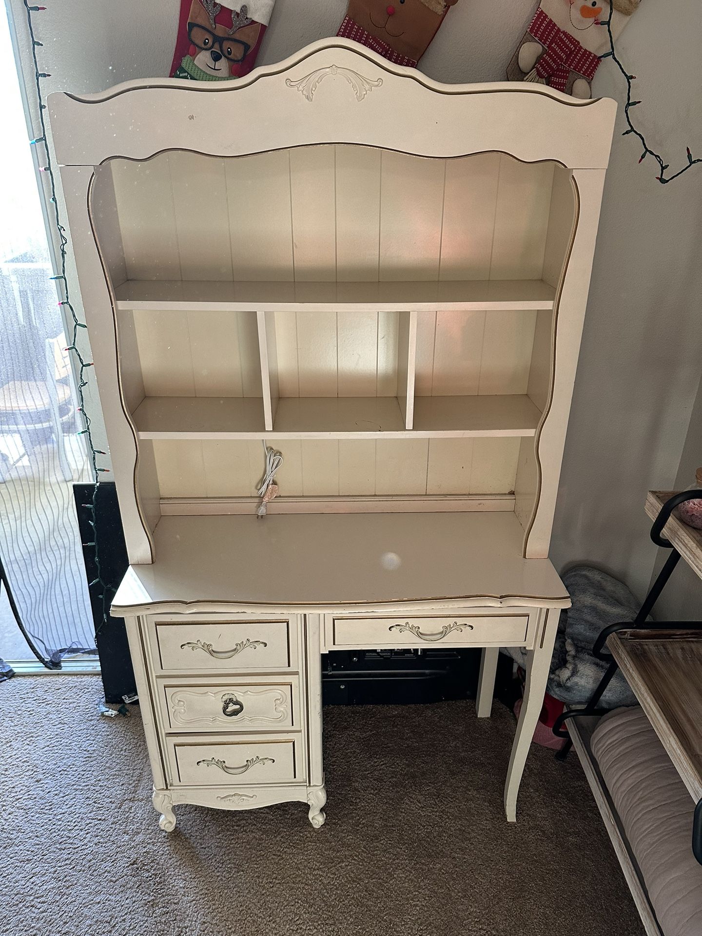 Vintage French Desk And Hutch