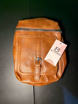 NEW 2-in-1 Leather Sling Bag | Crossbody Backpack & Fanny Pack | Brown