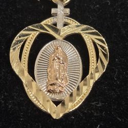 14kt Mary Heart Charm 