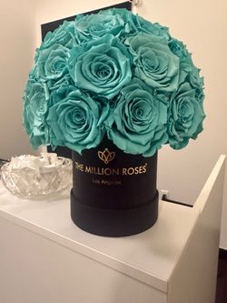 The Million Roses Teal Preserved Rose Box
