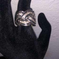 Silver Ring With Blue Stones  925.  7.5 Size