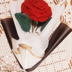 Valentine's Day Gift Crochet Rose Flower Bouquet 