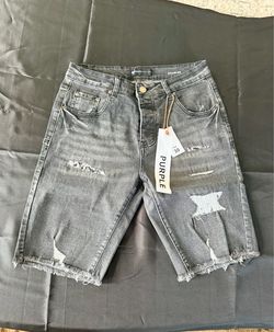 Purple denim shorts