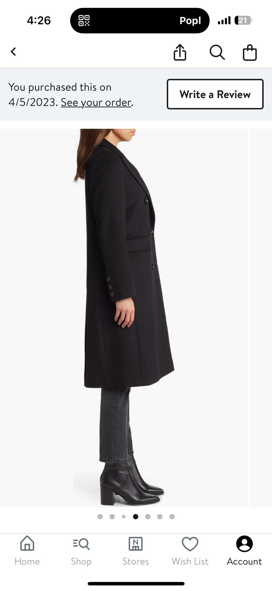 Sam Edelman Black Wool Coat
