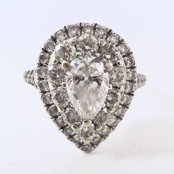 14k White Gold 5.1g & Natural Diamond Ring Size 9