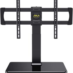 AM alphamount Swivel Universal TV Stand for 32-80 Inch LED/LCD/OLED TVs Tabletop TV Base Max VESA 600X400mm Height Adjustable TV Mount with Tempered G