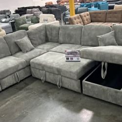 New Sleeper Sectional Couch with USB! Free Delivery 🚚! Free Assembly! 