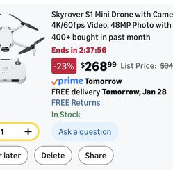 Skyrover S1 Mini Drone with Camera 4K/60fps Video, 48MP Photo with 8K Image Quality, 3-Axis Gimbal Stabilization, 39,000ft Video Transmission, 40-Min 