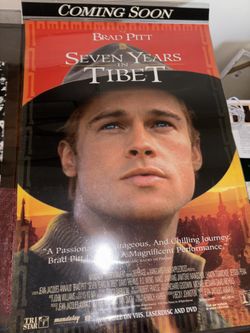 Encased In Acrylic Seven Years in Tibet Brad Pitt Original Movie Poster thick acrylic plastic 1997 wall hanging 43 x 27