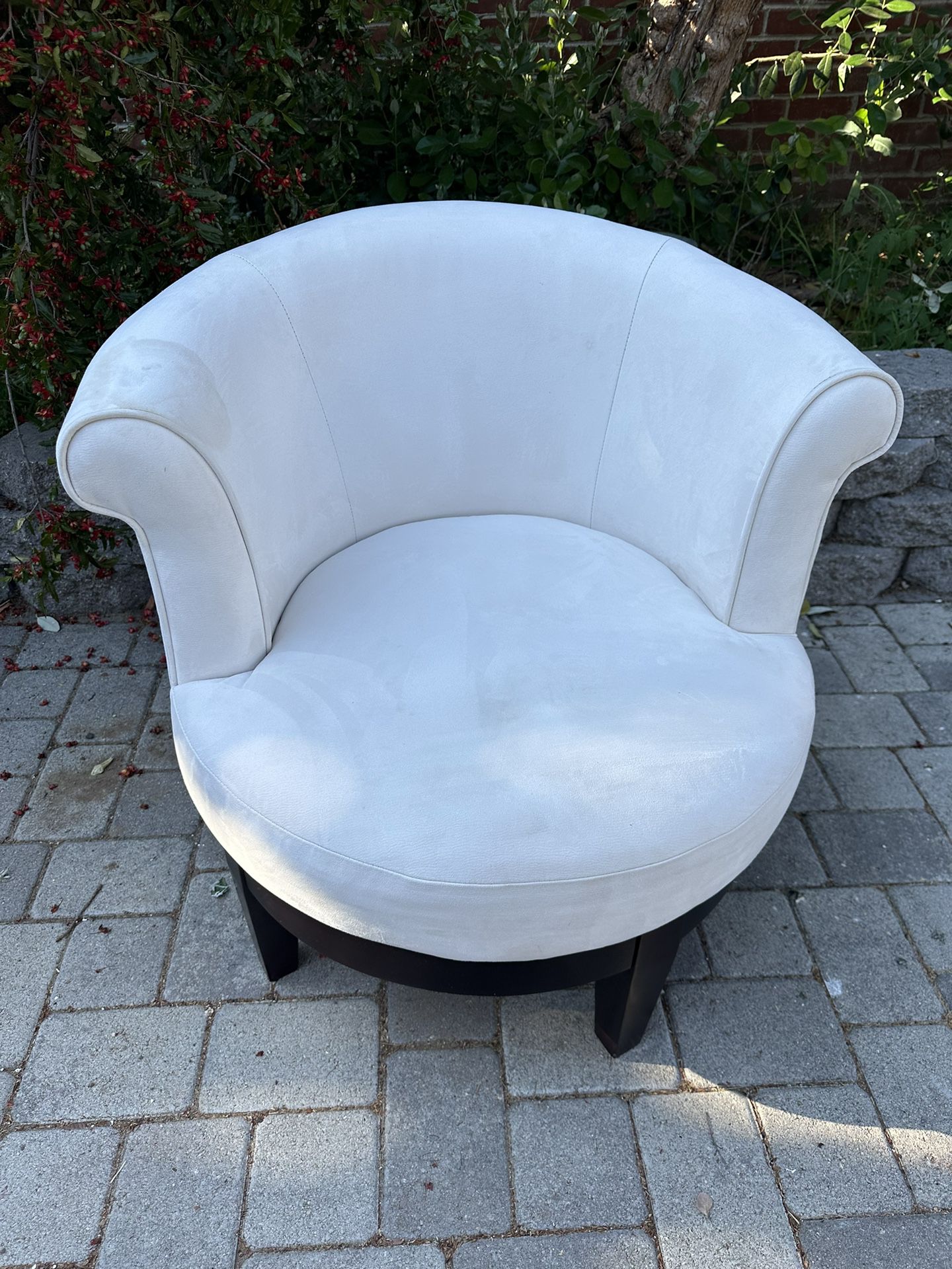 Modern White Rolled Arm Swivel Armchair 