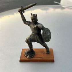 Sword and Sandal Vintage Bronze Metal Viking Shield Warrior Soldier Desk Art
