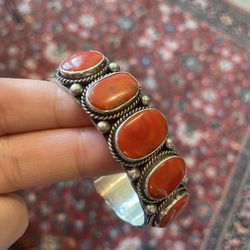 Silver Bracelet with Coral 