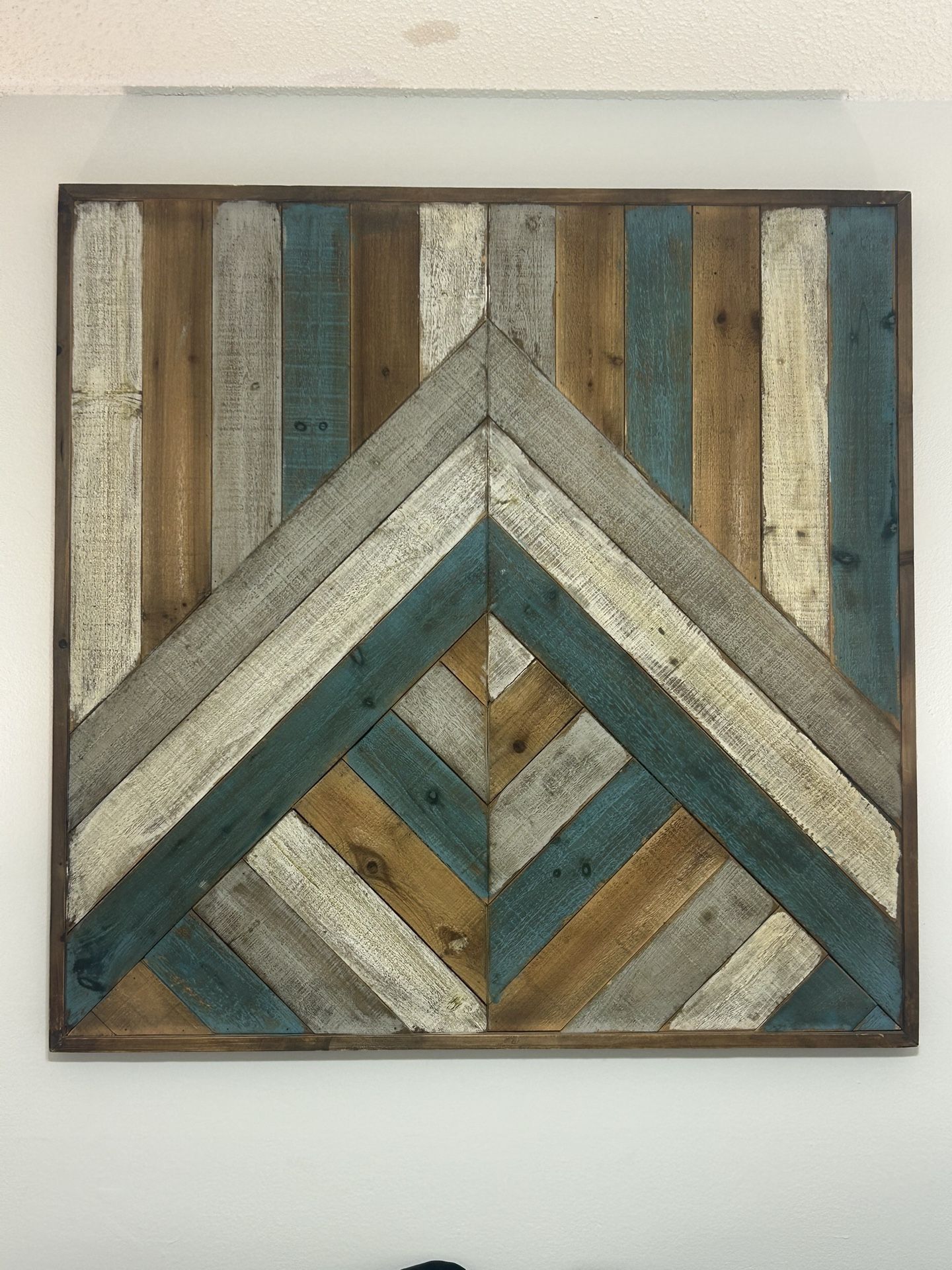 Large Wooden Wall Art – Rustic Geometric, 39” x 39”