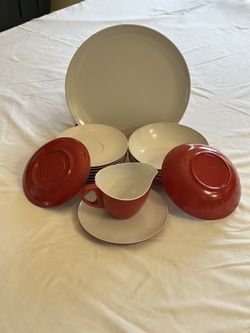 1950/60s Red & White Royalon Melmac Dishes