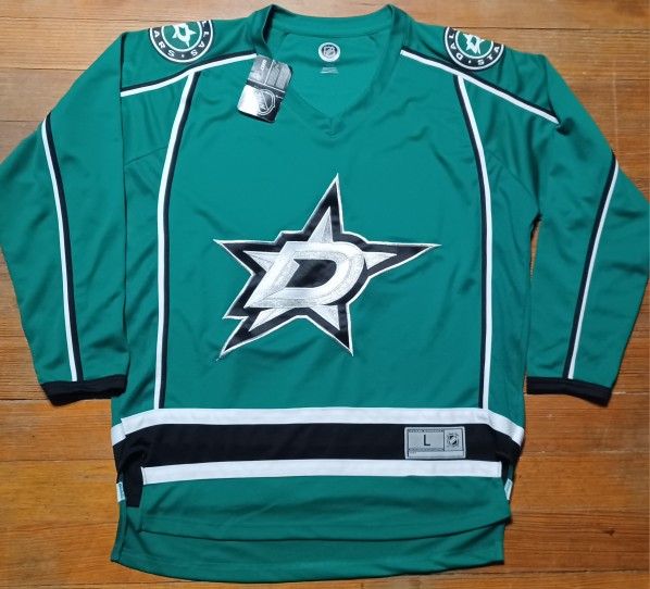 Men's Size Large NHL Dallas Stars Jersey Hockey Green White New Tags