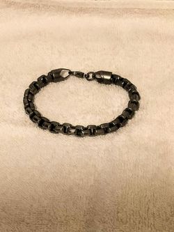 Steeltime Black lon Plated Mens Stainless Steel Solid Link Chain Bracelet