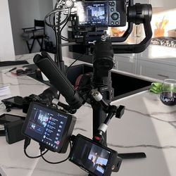 Professional 4K Cinema Rig: Sony Alpha Mirrorless + DJI RS Gimbal + Dual Monitors & Cage