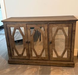 3-Door Mirrored Accent Cabinet / Sideboard - Geometric Design