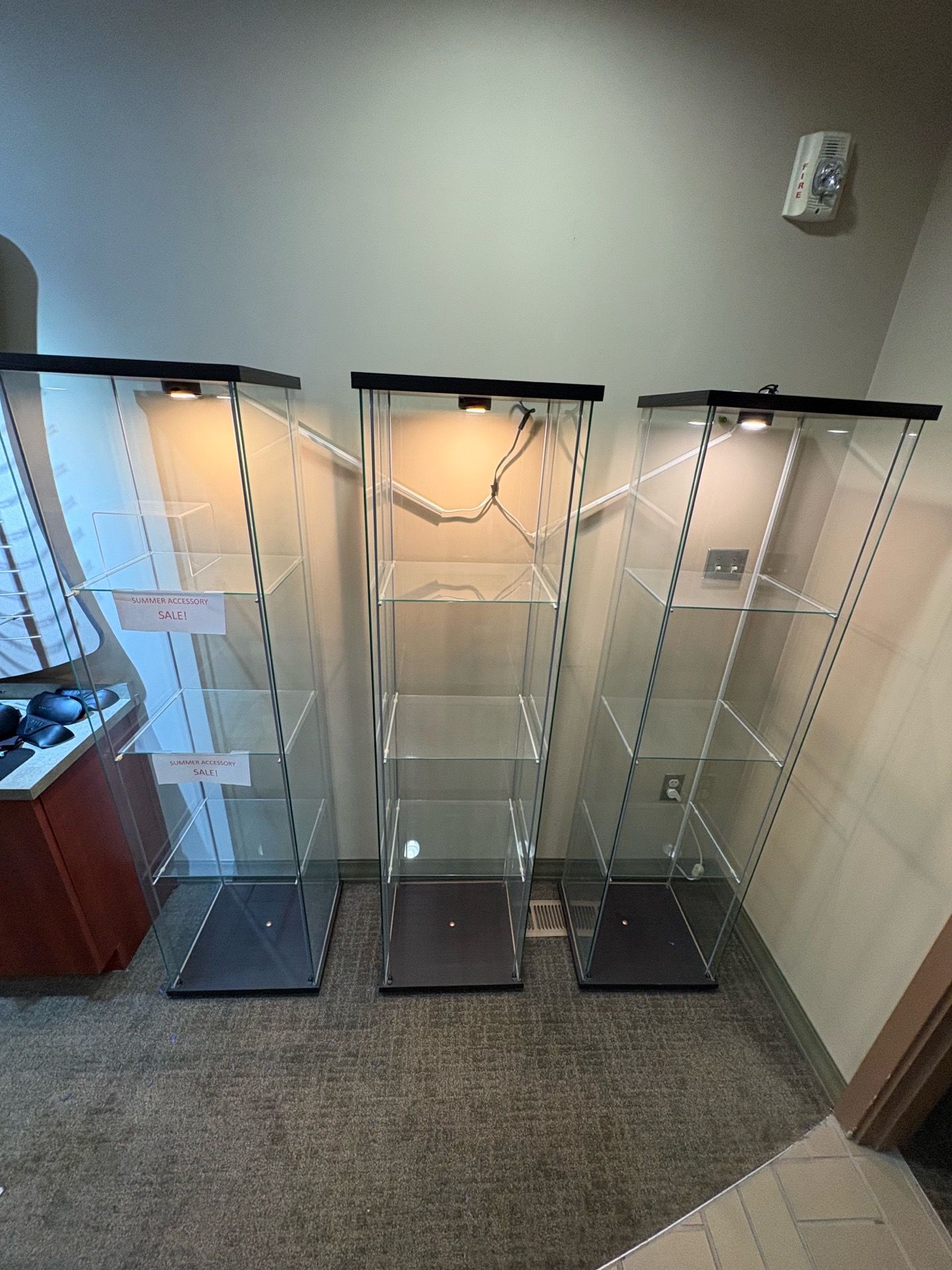 Glass 3 tier shelf display Cases