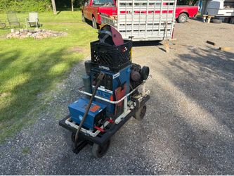Small welding business on a cart it’s got it all even a little Grinder 110 V set up designed to get work done has DC converter TC 150