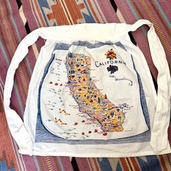 Vintage California Souvenir Map Half Apron – 1950s/60s Mid-Century Kitsch