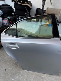 RIGHT PASSENGER SIDE REAR DOOR 2016 LEXUS IS250 )SILVER) WITH HINGES