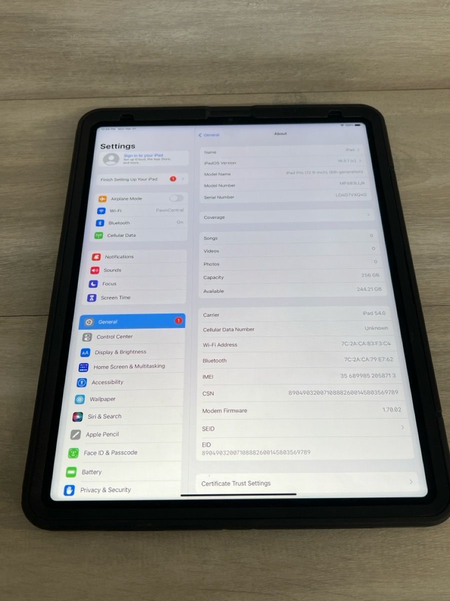 Apple Ipad Pro 12.9" (6TH GEN) 256GB, LTE (PO1015045) - Very Good Condition
