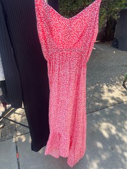 Pink Floral Sleeveless Midi Dress