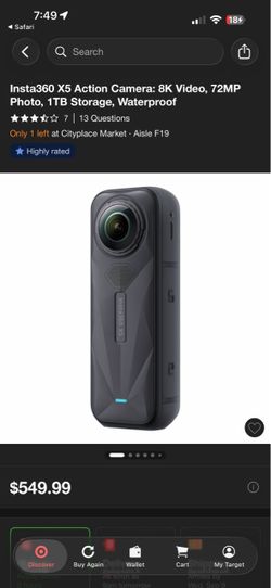 Insta360 X5 Action Camera: 8K Video, 72MP Photo, 1TB Storage, Waterproof