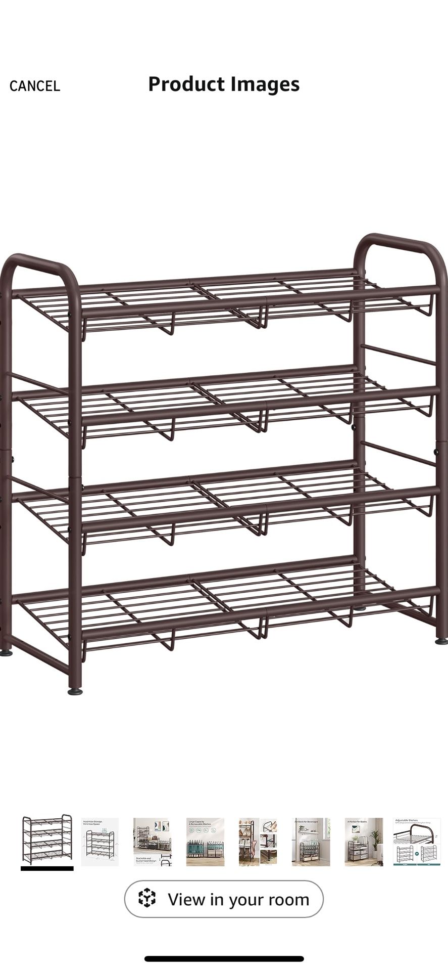 Shoe Rack, 4 Tier Metal (Storage Shelf,) Adjustable