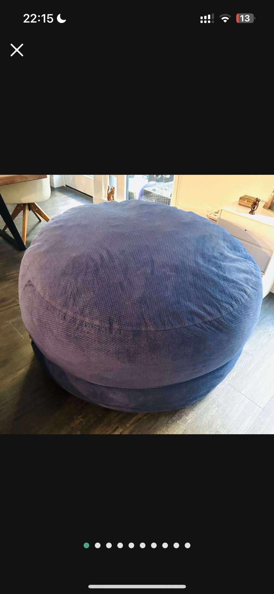 Cordaroys Bean Bag KING Convertible bean bag/chair in chenille In Blue
